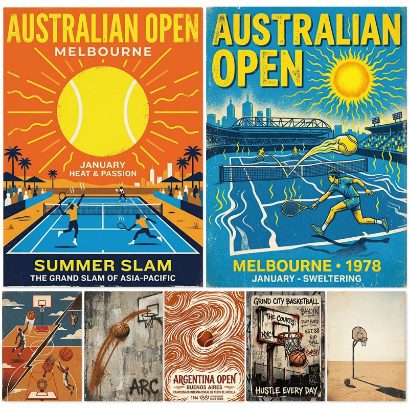 Badminton Poster - Vintage Tenis Basketbol Duvar Sanatı Retro